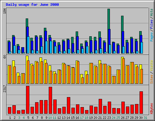 Daily usage for June 2000