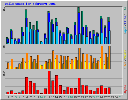 Daily usage for February 2001