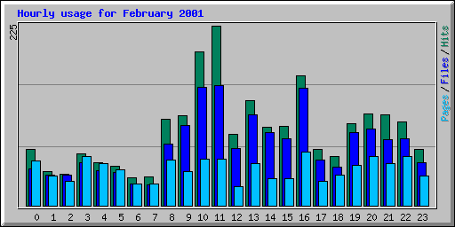 Hourly usage for February 2001