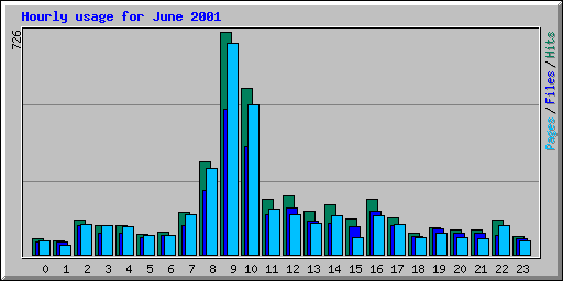 Hourly usage for June 2001