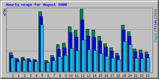 Hourly usage for August 2000