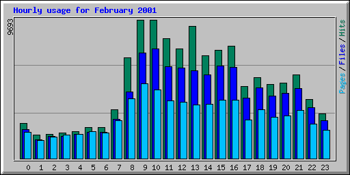 Hourly usage for February 2001