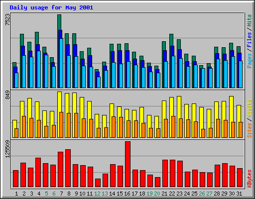 Daily usage for May 2001