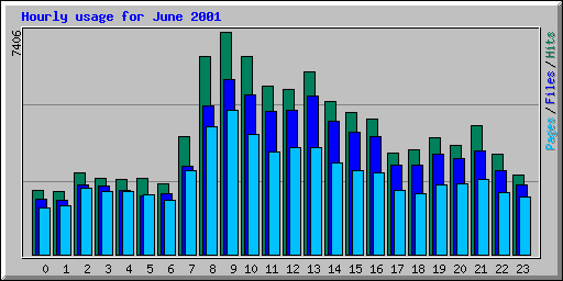 Hourly usage for June 2001